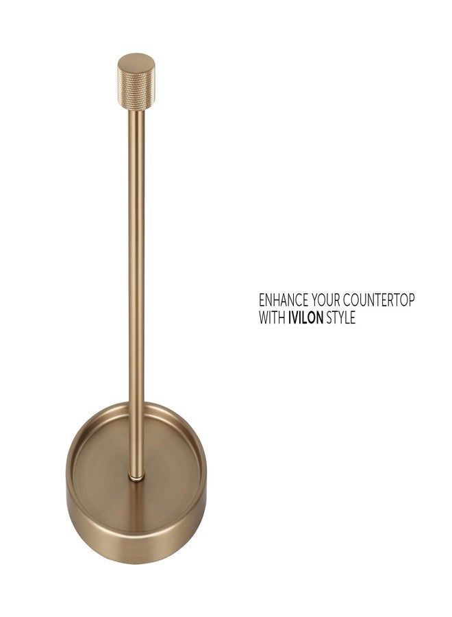 Ivilon حامل مناشف ورقية من إيفيلون - تصميم عصري بسيط مع غطاء طرفي محزز - لون ذهبي دافئ - Image 2